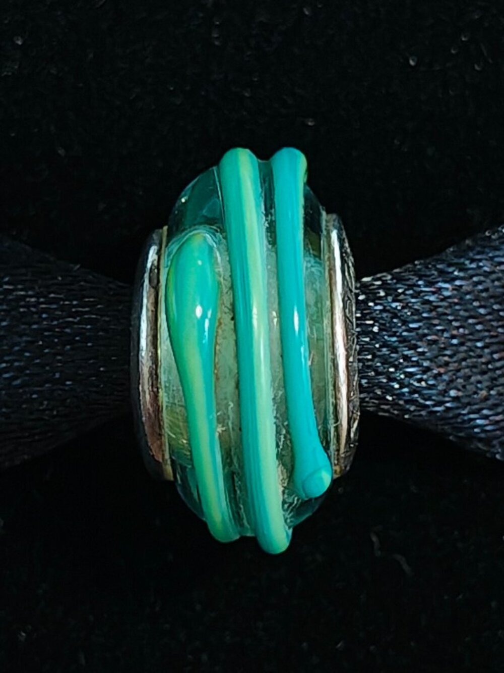 Authentic Pandora Retired Teal Murano Glass Ribbon Charm 790606